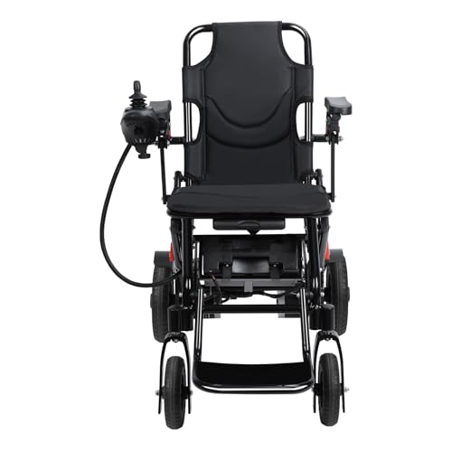 Foldable Electric Wheelchair with Powerful 500W Motor, Lightweight Electric Wheelchair for Adults, Motorized Aluminum Frame, Powerchair with 12Ah Removable Battery12 Miles for Travel Daily Use