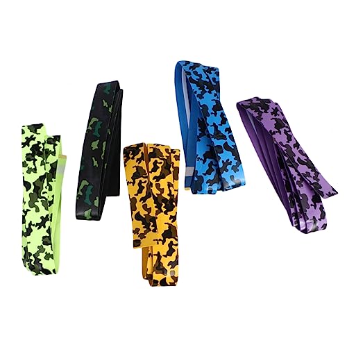 VICASKY 5 Pcs Slip Grip Overgrips for Badminton Rackets Fishing Rods Durable Sweat Absorbent Belts with Attractive Patterns Blue Black Yellow Green Purple Each Color