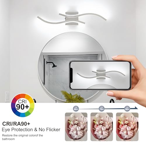 Image of CANEOE Chrome Modern Wall Sconce Set of Two, 24in Dimmable Led Wall Sconce Lighting, Hardwire Indoor Led Wall Lamps for Living Room Bedroom Bathroom Hallway (2 Packs) (Chrome, 24in)
