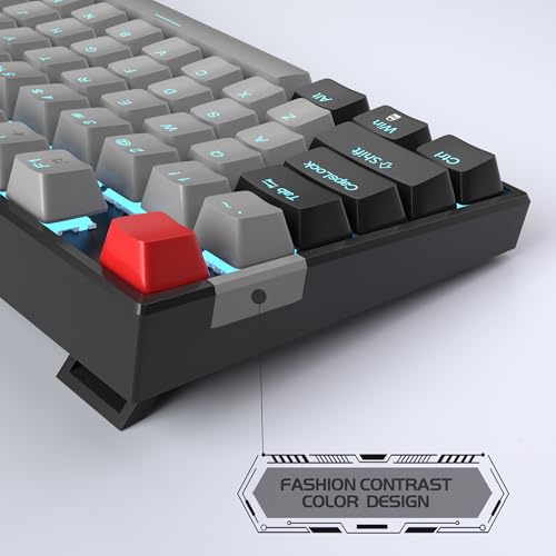 Image of MageGee 75% Mechanical Gaming Keyboard, Blue Switch, LED Backlit, 87 Keys Compact TKL Wired Computer Keyboards for Windows Laptop PC Gamer - Grey /Black