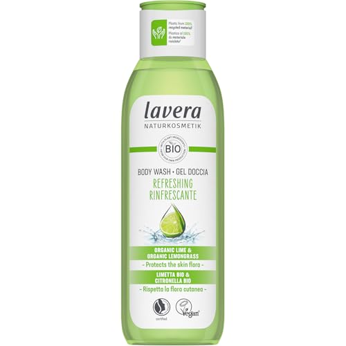 Gel douche rafraîchissant lavera au citron vert et citronnelle bio pour le corps en format 250 ml