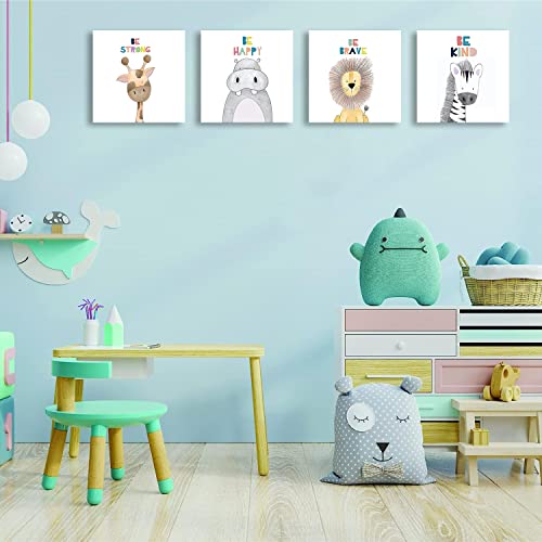 Quzenu Nursery Wall Decor Safari Animal Baby Room Decor Canvas Prints Kids Art Frame Jungle Nursery Decor Animal Pictures Wall Art Safari Nursery Decor #TOP2