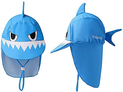 Baby Toddler Boys Two Pieces Swimsuit Set Swimwear Dinosaur Bathing Suit Rash Guards with Hat UPF 50+(Shark,4-5T) - Thumbnail 3