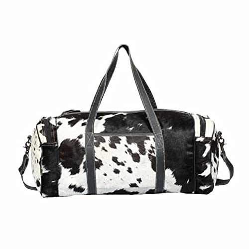 Cowhide Extra Large Duffel Bag Black White Cowhide Bag Travel Bag Sports Gym Bag Weekender Overnight Bag Premium Quality3
