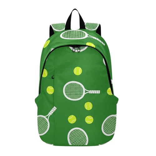 Lindas mochilas con estampado animal para mujer, mochila ligera para el regreso a clases, raquetas de tenis, pelotas, color verde