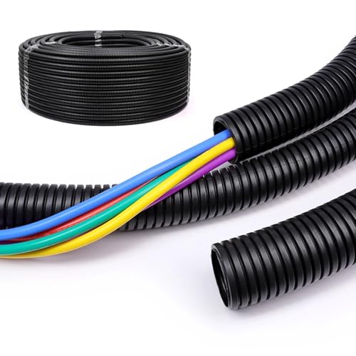 Tubo Corrugato Nero Diametro 25 mm 50M Flessibile Autoestinguente Resistente Pieghevole per Impianti Elettrici Passaggio e Protezione Cavi