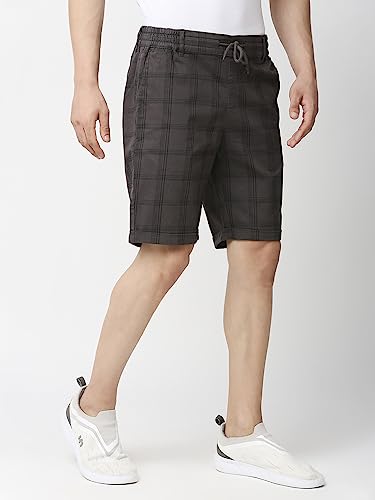 Image of Thomas Scott Men's | Checks | Chino Shorts | Regular Fit | Linen Blend | Above Knee | Casual Short