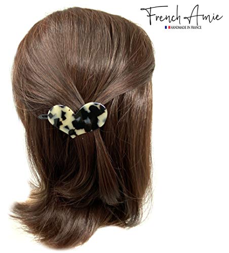 French Amie Cupid Hearts Small 2.5” Handmade Celluloid Set Of 4 Side Slide Snap Hair Clip Barrettes For Women And Girls #TOP4