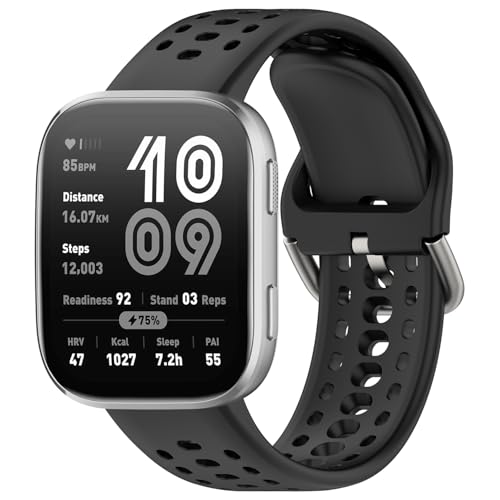 Alisitina for Amazfit Bip 6 Band Silicone Replacement Strap for Amazfit Bip 6 Smartwatch (Black)