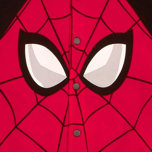 Marvel Comics Spider-Man Miles Morales Boys Sweatshirt - Button-Up Long Sleeve Graphic Print Hooded Varsity Jacket for Kids3