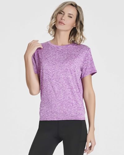 Real Essentials 5 Pack: Women's Short Sleeve Open Back Tie Back Dry-Fit T-Shirt Yoga Gym Workout Top2