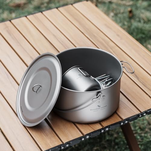 Marmite à soupe de camping iBasingo en titane 2900ml avec couvercle - 8