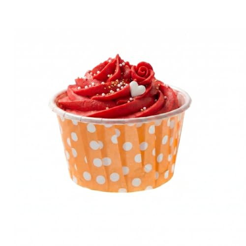 Restaurantware 2 oz Orange Polka-Dotted Paper Baking Cups, Pleated, 200 Ct