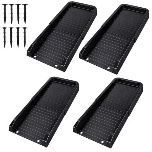 24" Heavy-Duty Downspout Extensions & Splash Block Kit - Gutter Drainage System with 4 Fixing Nails, Corrosion-Resistant Splash Guard for Rainwater Diversion & Foundation Protection 4-Set