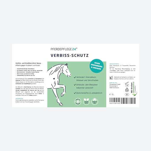 PFERDEPFLEGE24 Knabberschutz & Verbissschutz Pferd 1000ml - Ankau & Knabberstopp Spray gegen Anknabbern & Ankauen von Decken, Gurten, Holz, Mähne & Fell - Bitterster, dem Menschen bekannter Wirkstoff