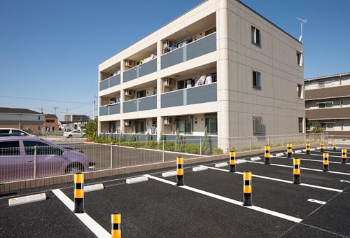 Safety Bollard Poste de amarração de segurança, postes de amarração de aço amarelo com fita reflexiv
