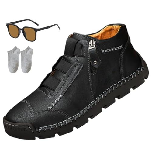 Matufit Shoes for Men, Men's Genuine Leather Waterproof Non-Slip Fashionable Orthopedic Shoes, Slip On Lightweight Loafers