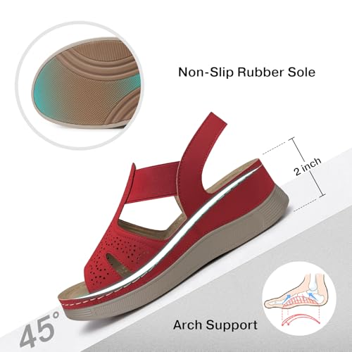 Image of SHIBEVER Wedge Sandals Women Comfortable: Sandals for Women 2026 Dressy Summer Ankle Strap Open Toe Low Heel Platform Wedges Shoes