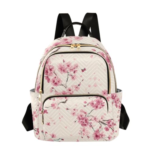Image of ALAZA Cherry Blossom Petals Pattern Medium Backpack Purse for Women Travel Bag Fashion Daypack Back Pack Shoulder Bag