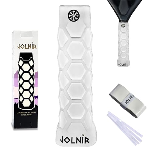 Jolnir Grip Padel Premium Blanco   Set Completo con un Grip/Mango de Padel y un overgrip   Overgrips Padél Antideslizante y Cómodo