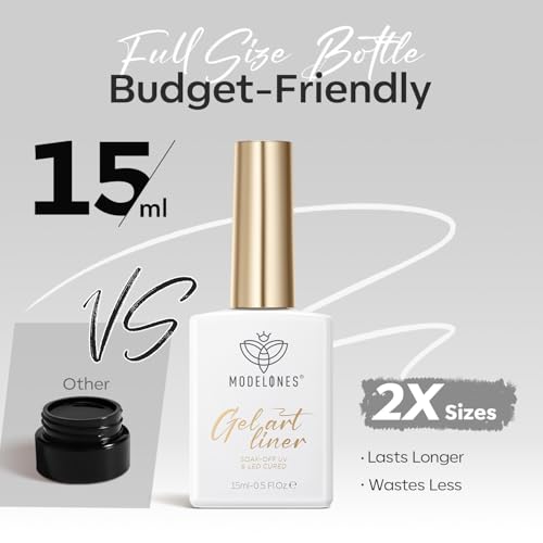 Image of modelones White French Tip Liner Gel Polish 15ml with Precision Brush | High-Pigment Color Nail Art Gel Paint Crisp Swirl Fine Line Design Beginner Friendly Long Lasting Soak Off U V Cure Manicure