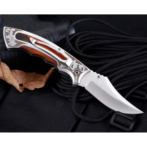 Pocket Knife Folding Knife Stainless Steel Blade + Handle (Stainless Steel And Colored Wood) For Hunting, Camping, Fishing, Hiking, Outdoor Activities Home Improvement #TOP3