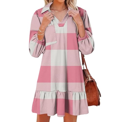 Vestidos con Diseño A Cuadros para Verano Vestido Suelto Ropa Uso Diario De Cómodo Vestido Mujer Casual 2XL