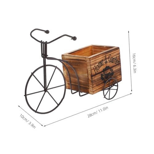 Pot à crayons rétro tricycle en bois, cadeau déco idéal - 3