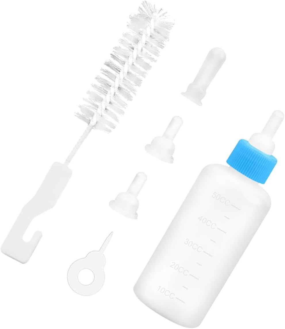Yardwe Small PET Nursing Bottle Kit with Silicone Nipples and Cleaning Brush 3-Piece Dog and Cat Feeding Set for Puppies and Kittens Includes Measurement Scale