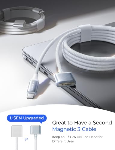 Image of LISEN MacBook Air Charger Magnetic 140W Magsafe 3 Cable, Sky Blue 6.6FT