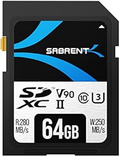 SABRENT Rocket v90 64GB SD UHS-II Memory Card R280MB/s W250MB/s (SD-TL90-64GB)