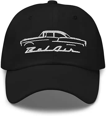 1955 Chevy Bel Air Silhouette Antique Car Dad hat Black at Amazon Men’s