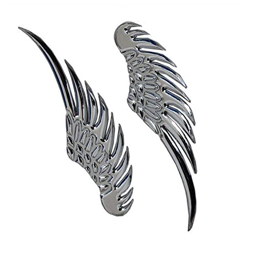 2Pcs 3D Angel Wings Emblem Auto Car Badge Decals Styling Logo Stickers Motorcycle Accessories Label For Jeep Dodge Mercedes Bmw Mustang Volvo Chevrolet Nissan Audi Vw Ford Honda Toyota Jaguar (Silver) #TOP1