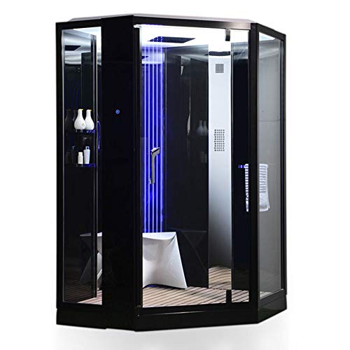 perfect- spa Dampfdusche Schwarz Dampf Dusche, Duschkabine, Duschkabinett mit Gehärtetem Glas und Flügeltüren