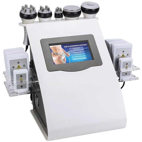 40K Cavitation Machine, 6 IN 1 Vacuum Body Sculpting Machine RF Radio Frequency Skin Lift Massager Cellulite Reduction Device Fat burning Machine for Face Waist high Hip