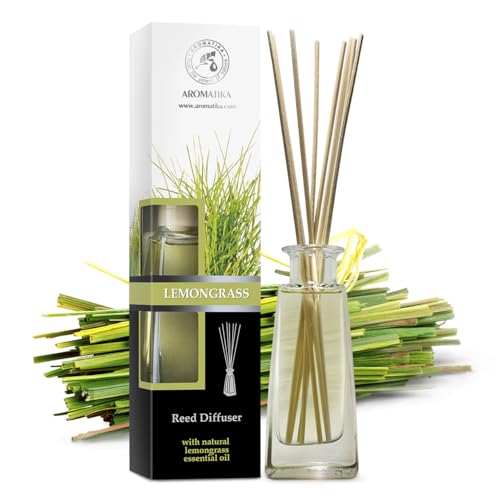 Reed Diffuser Lemongrass 100ml - Natural Lemongrass Essential Oil - Room Fragrance - Home Fragrance - Air Freshener - Scented Diffuser - Gift - Aromatherapy - Spa - Home - Office - Boutique