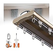 Silent Double Row Crossed Curtain Track Ceiling Mounted Heavy Duty Curtain Track System Sliding Room Divider for Window, Bedroom, Living Room, Hotel, DividerChampagne,4.5m/14.8ft
