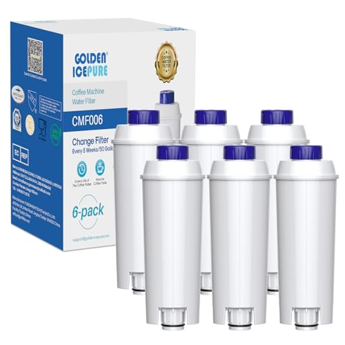 GOLDEN ICEPURE Filtro de agua para máquina de café: Compatible Con De'Longhi DLSC002, SER3017 & 5513292811,ECAM,ESAM,ETAM,BCO,serie EC,6 piezas