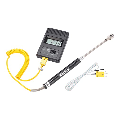 Image of Digital Thermometer, Radiator Thermometer Electronic Thermometer LCD Temperature Monitor with K Type Thermocouple Sensor Probe, for Gas Liquid and Semi Solid Measurement