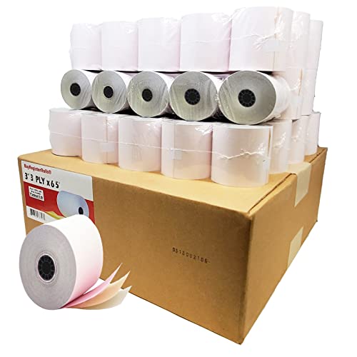3-warstwowy papier kuchenny 7,6 cm 65 stóp (50 rolek) biały/kanarek/różowy bezwęglowy papier kuchenny 50 rolek TMU 220 papier wyprodukowany w USA od BuyRegisterRolls.
