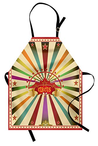 ABAKUHAUS Circo Delantal de Cocina, Invitación Carpa De La Vendimia, No Destiñen Altura Ajustable Lavable Estampa Digital Nítida, Multicolor