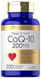 Carlyle CoQ10 200mg | 200 Capsules | Mega Q-Sorb Coenzyme Q-10 | Vegetarian, Non-GMO, Gluten Free Supplement
