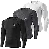 MeetHoo Kompressionshirt Herren, Langarm Funktionsshirt Atmungsaktiv Sportshirt Schnelltrocknend Fitnessshirt Männer Trainingsshirt für Laufen Jogging Gym