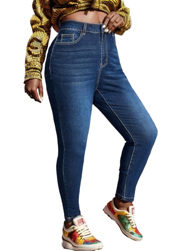 Plus Size Casual Work High-Rise Skinny Jeans