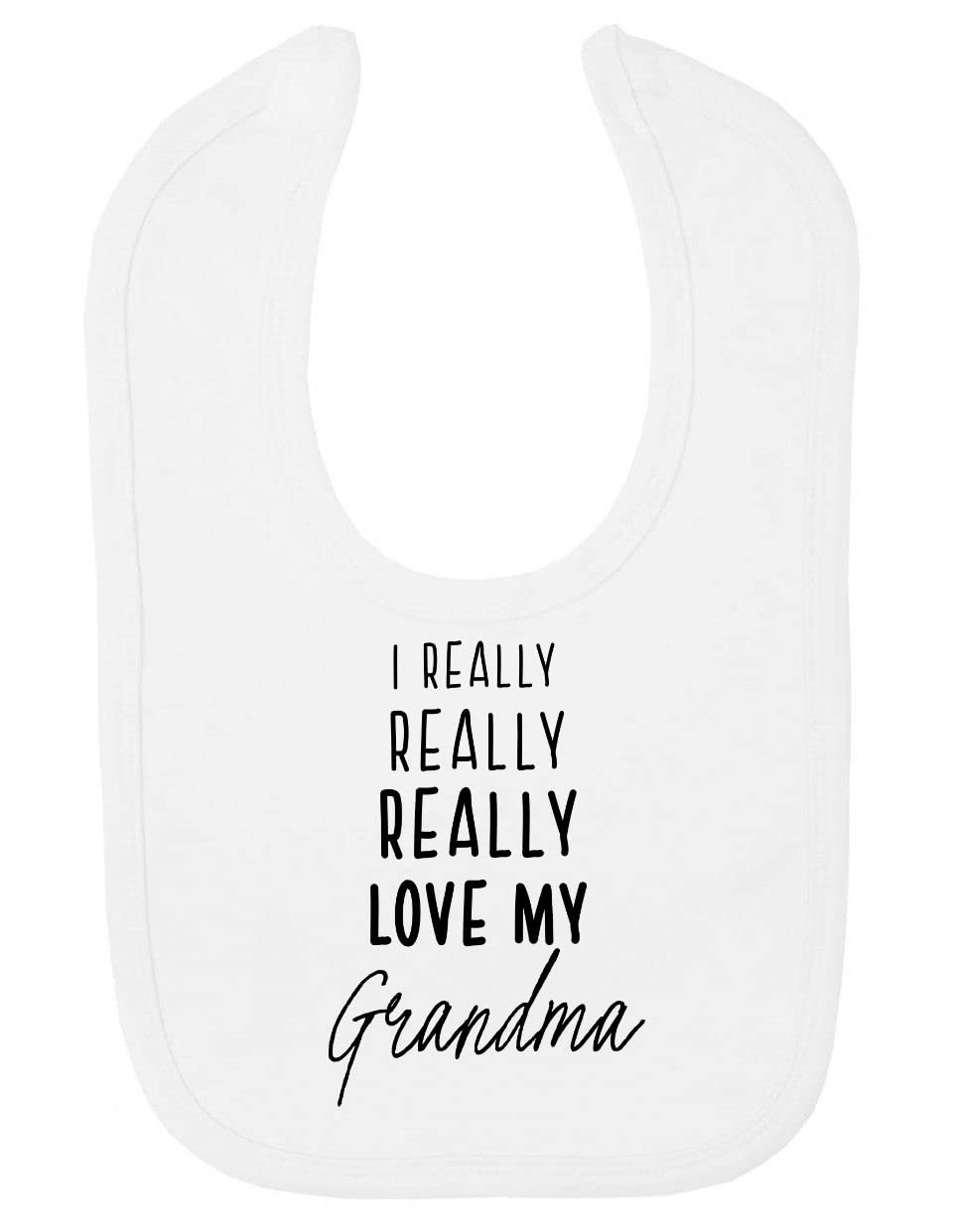 Miammo I really really really love my Grandma, family statement [BBY7] cotton baby bib - White