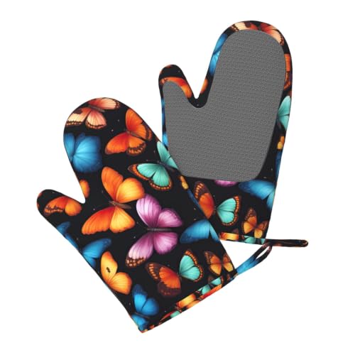 Gants résistants à la chaleur de qualité supérieure set de 4 imprimé papillon pour four