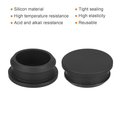 Image of MECCANIXITY Silicone Snap in Locking Hole Plugs,Rubber Panel Seal Cover Flush Type Panel Round for Kitchen Rubber Bulkheads Waterproof Sealing Plugs 34.6mm /1.36 Inch Diameter Black,Pack of 4