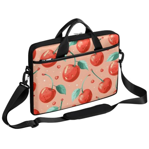 Shoulder Bag for Laptop Cherries Print 14/15 Inch Laptop Sleeve Waterproof Computer Bag for Notebook & Tablet Shockproof Laptop Case for Work Travel