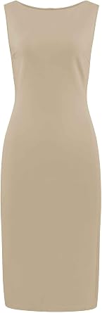 Hobemty Womens Sleeveless Boat Neck Casual Office Sheath Pencil Dress