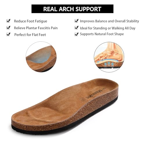 mazeskin Women's Genuine Leather Orthopedic Slide Sandals with Arch Support, Double Strap Summer Shoes with Adjustable Buckle and Comfortable Orthotic Footbed2